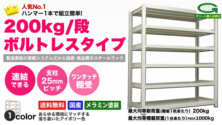スチールラック 180×45×180 5段 ベージュ 1台分 福井県引き取り限定