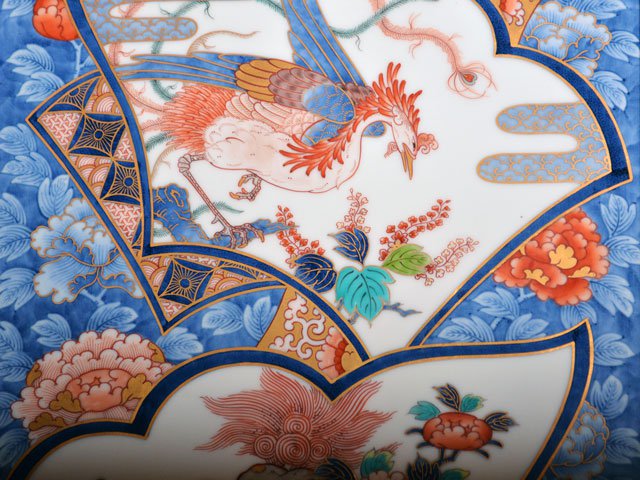 □匠□古伊万里 金彩色絵 花鳥文 輪花 皿 5客 15cm