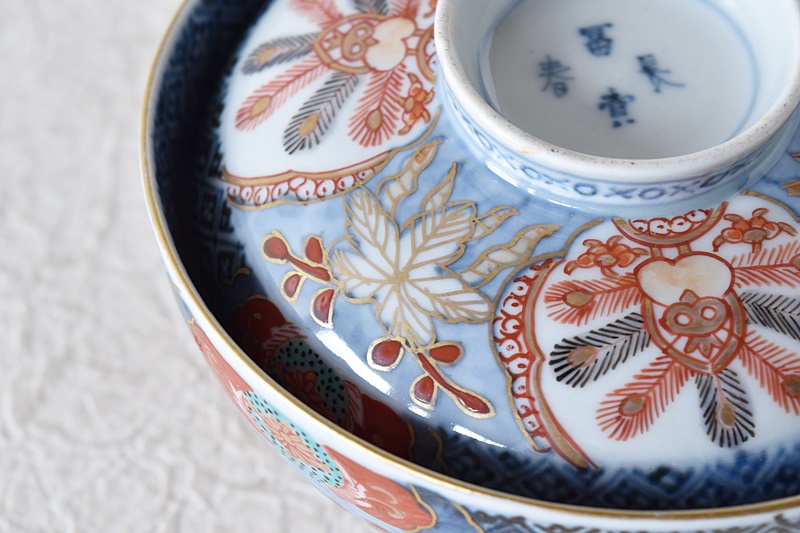 古伊万里 色絵 桐に鳳凰 冨貴長春 蓋茶碗 奈良茶碗 - 生活骨董と古布の