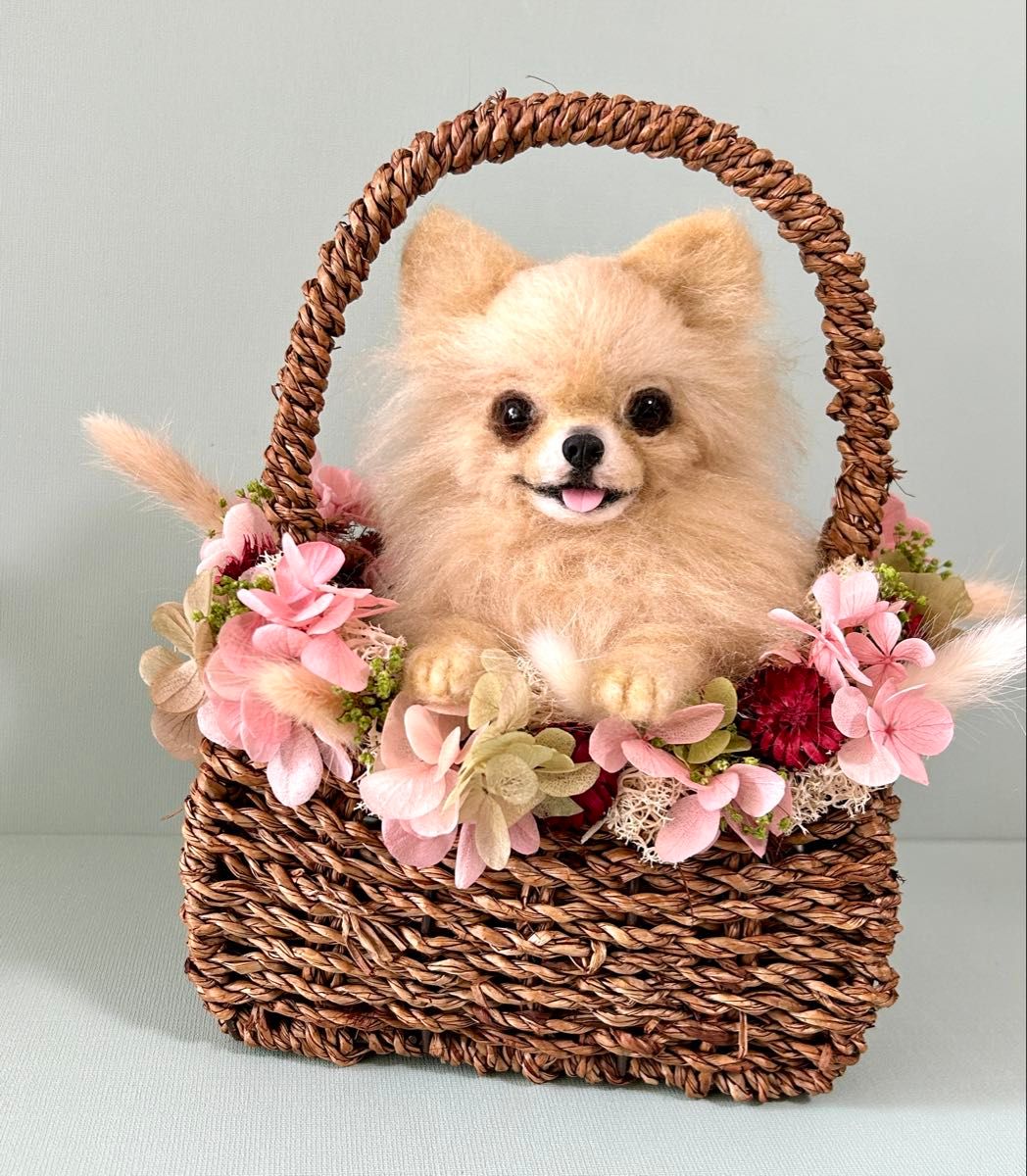 羊毛フェルト にこにこチワワちゃん ホワイト 羊毛フェルト にこにこ