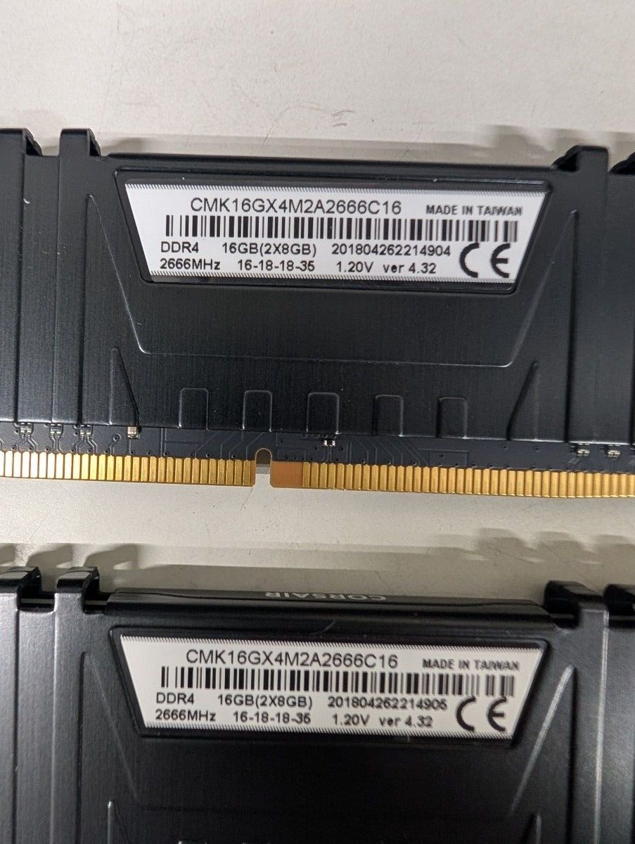メモリテスト合格】DDR4 2666 16GB CORSAIR 8GB ×2 CMK16GX4M2A2666C16