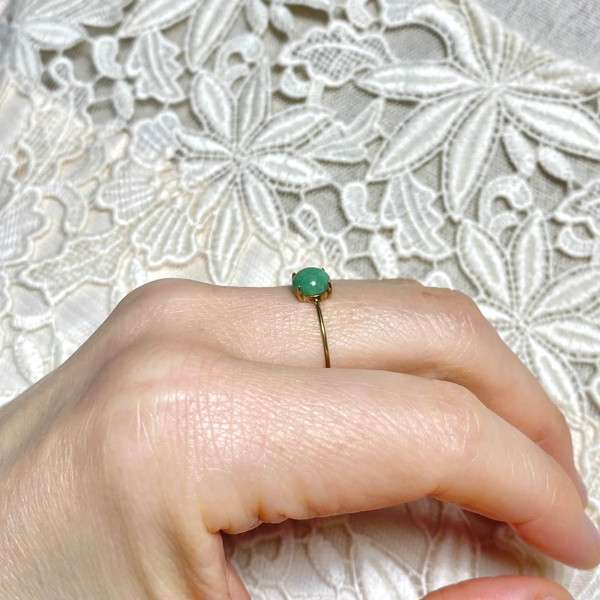 ハンドメイドの入りコン沢翡翠リング コン沢リング 一点物