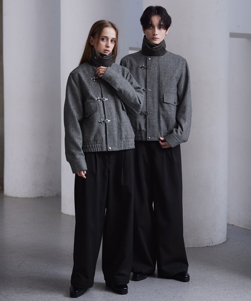 CLEL】Wool Blend Herringbone Tweed Fireman Blouson / ウール