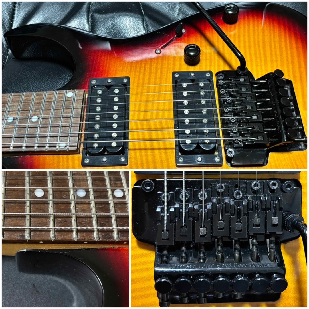 7弦 ロック式 アーム ギター トラ 木目 ラウド メタル ダウン