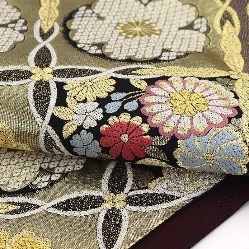 20%OFF セール中古 正絹 袋帯 振袖用 成人式 着付け練習 六通柄 金 長