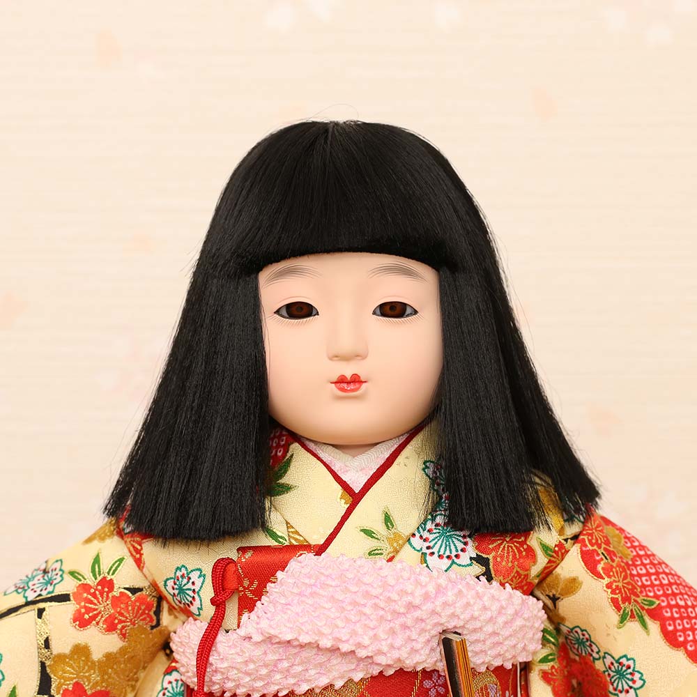 市松人形 齊藤公司作 8号 愛ちゃん 金彩友禅 8b-05a-j 横幅27cm