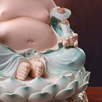 Amazon｜仏像 禅の装飾 陶器 満堂仏座 蓮華座 弥勒仏 大腹 笑う仏 弥勒