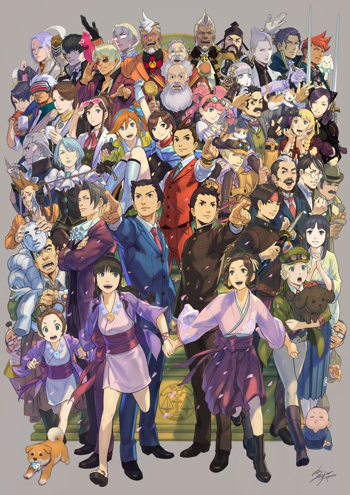 歴代キャラクターが大集結！ 「逆転裁判」シリーズ20周年記念イラスト