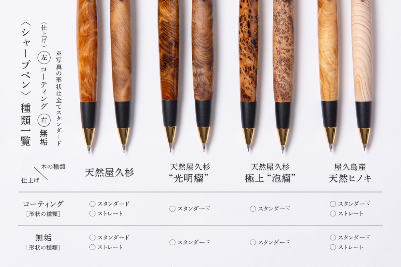 屋久島産【天然ヒノキ】無塗装シャープペンシル(0.5mm)1本〈 ペン 文具