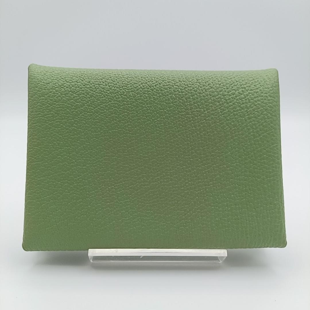 極美品　HERMES カルヴィデュオ ケース W刻印 シェーブル　グリーン