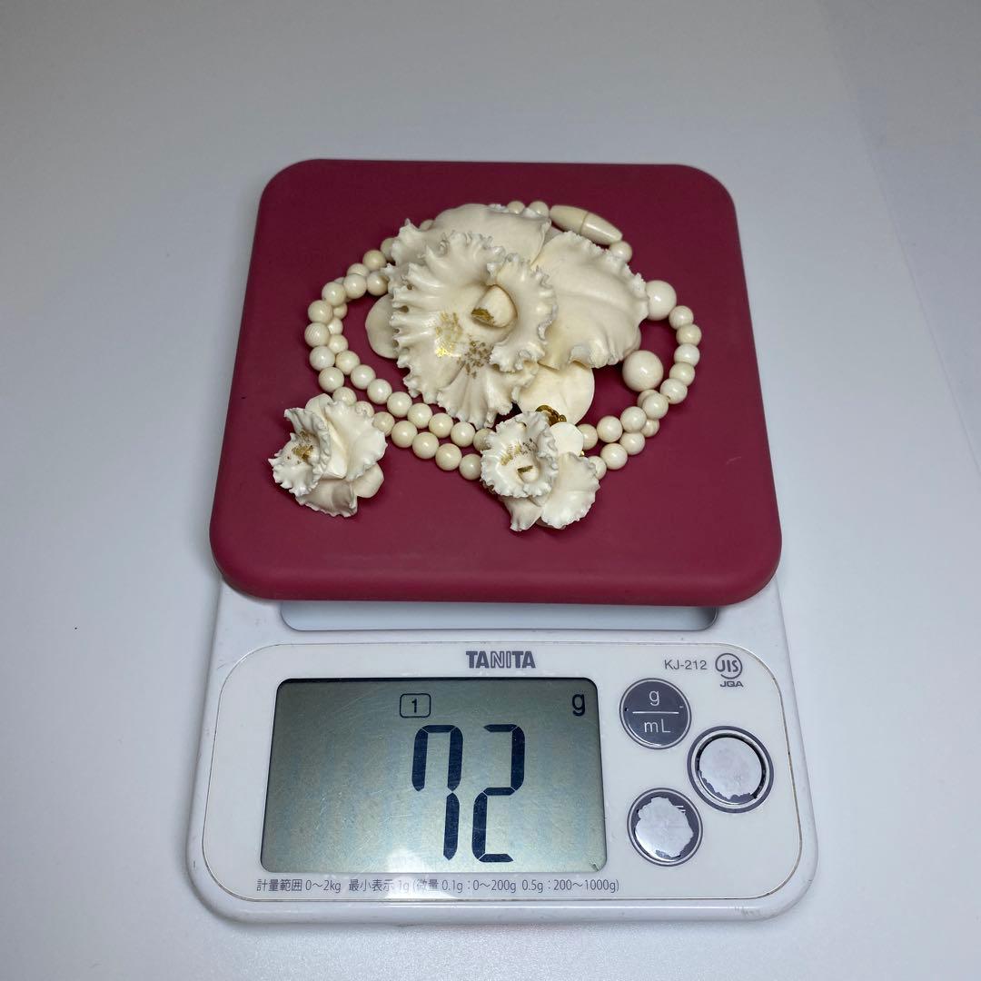 荒巻秀美作 カトレアネックレス、イヤリング 共箱 72g 東Y7-0220☆2F