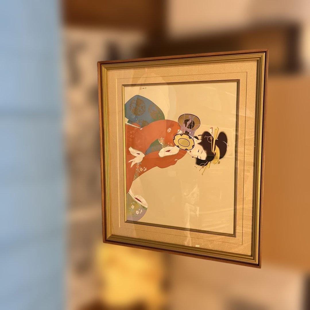 文化勲章受賞　上村松園　鼓の音　シルク版画　美人画 文化勲章受賞 上村松園 鼓の音 シルク版画 美人画 - メルカリ