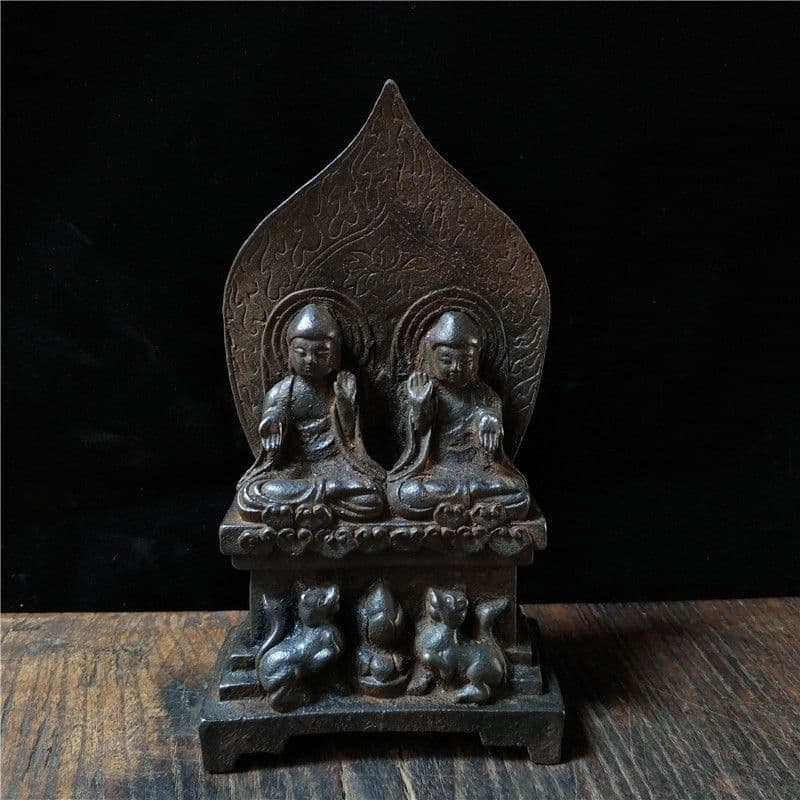 鉄器 鉄仏 二仏坐像 仏教美術 仏像 装飾品 現代工芸品美術品 置物 鉄器 鉄仏 二仏坐像 仏教美術 仏像 装飾品 現代工芸品美術品