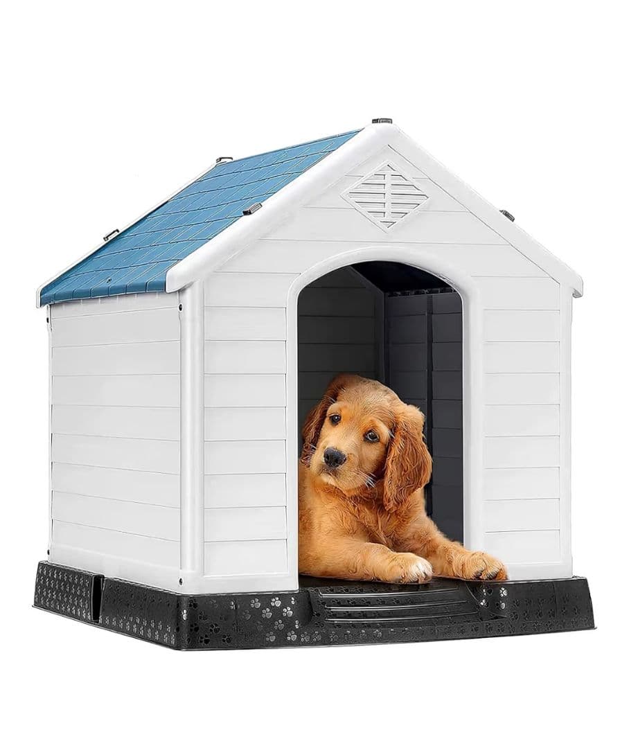 犬小屋 白・青 96×101×108cm未使用の鉄の扉付き 犬小屋 白・青 96×101×108cm未使用の鉄の扉付き