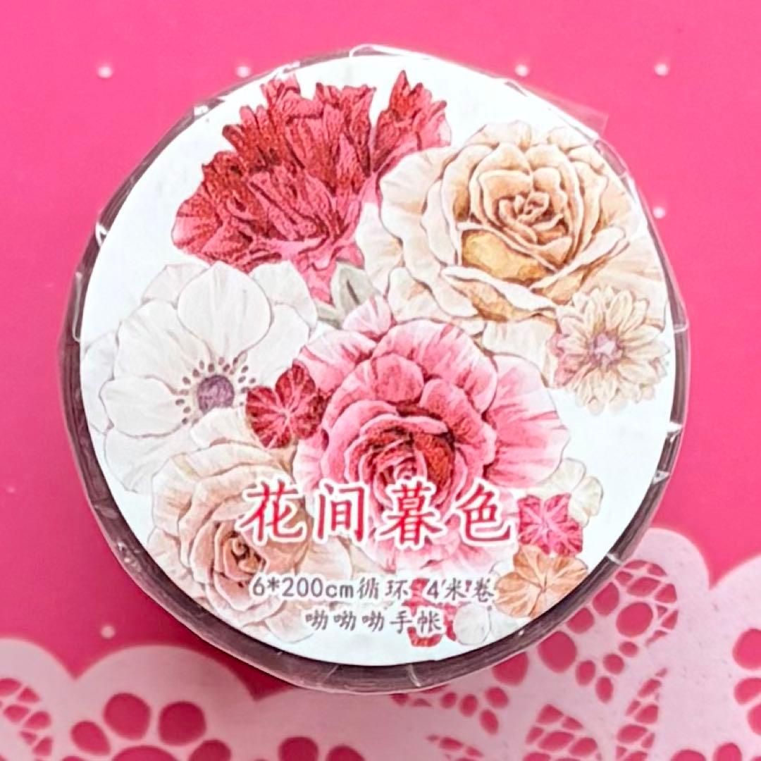 PET 花间暮色 ダイカット加工 6cm×4m 海外マスキングテープ　海外マステ PET 花间暮色 ダイカット加工 6cm×4m 海外マスキングテープ 海外マステ