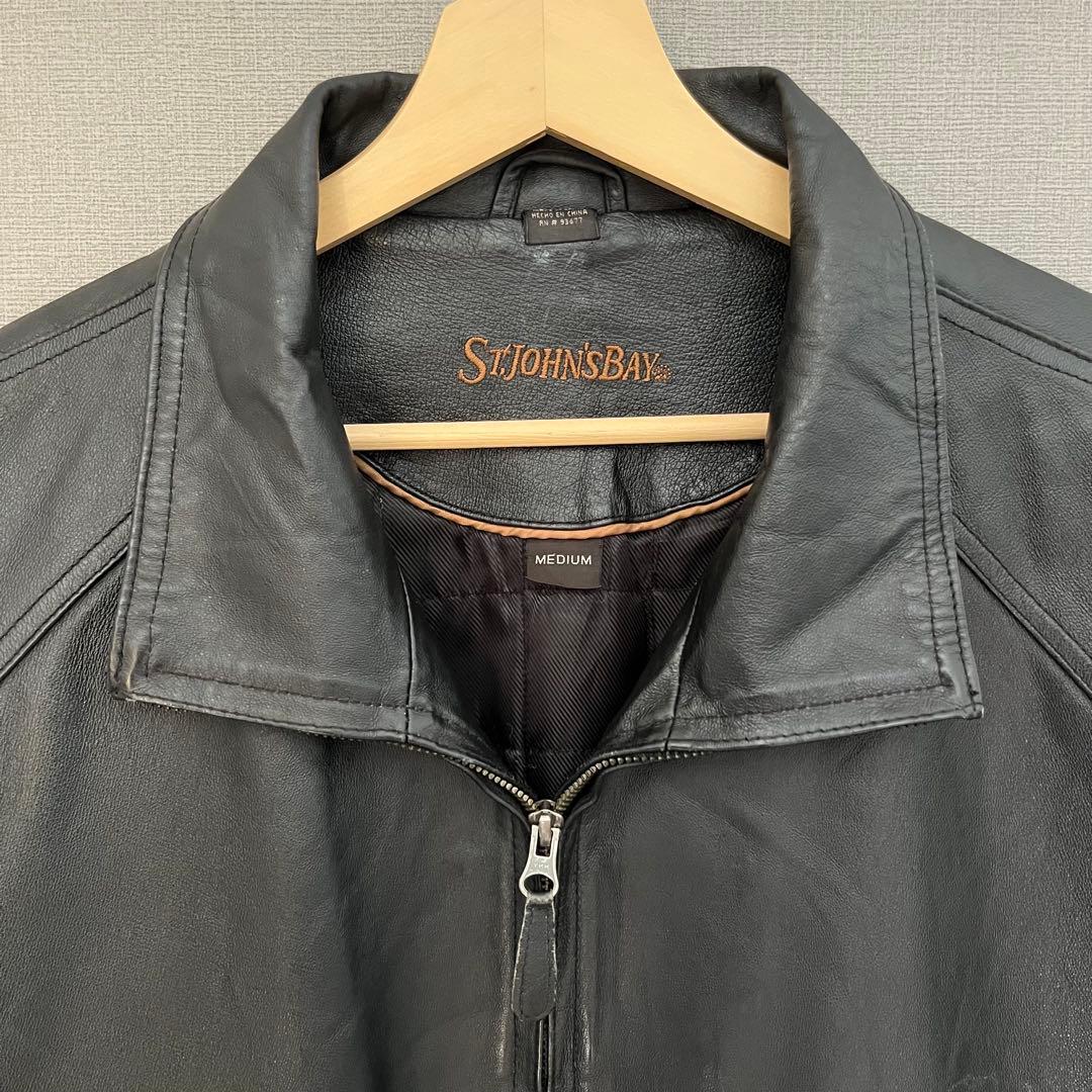 90s ST.JOHNS BAY レザージャケット M ブラック ST JOHN'S BAY レザージャケット 90s 90s ST JOHN'S BAY レザー
