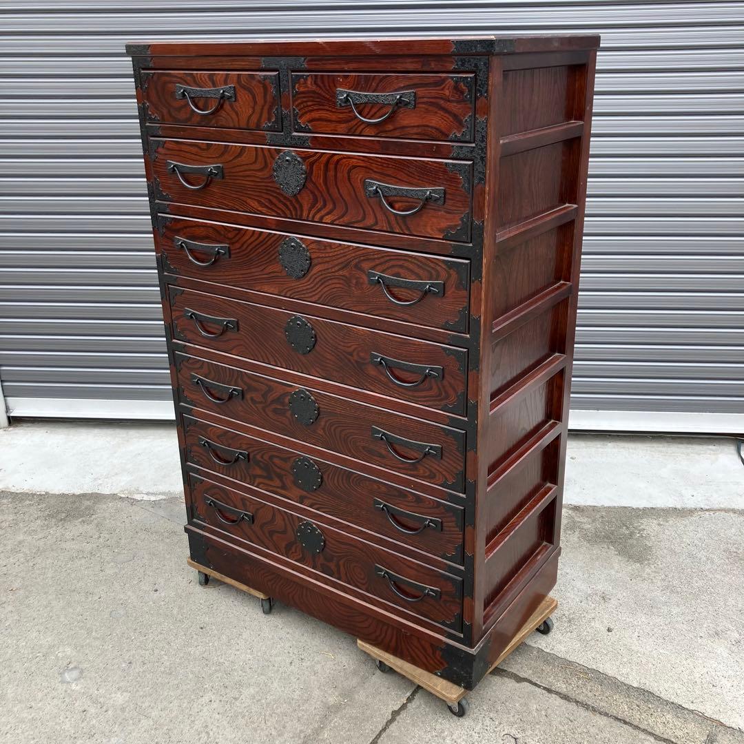 昭和レトロ 古家具 欅 仙台箪笥 7段8杯 引き出し箪笥 古家具 ビンテージ 昭和レトロ 古家具 欅 仙台箪笥 7段8杯 引き出し箪笥 古家具 ビンテージ